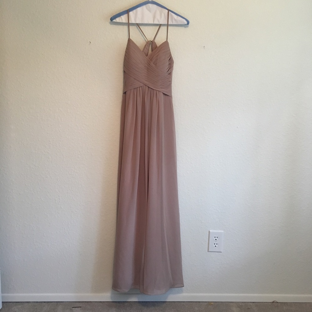 Azazie Taupe "Haleigh" Bridesmaid Dress Size 0.